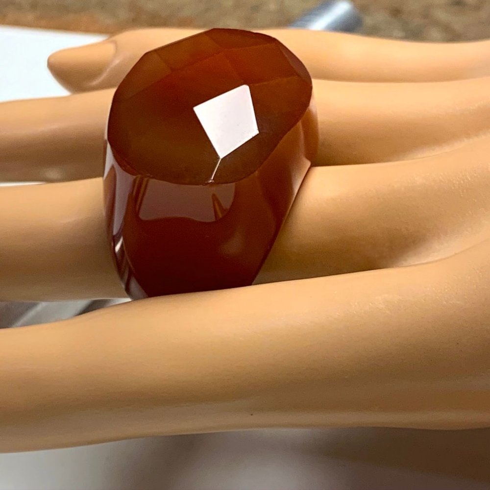 NWOT Chunky Faceted Reddish Agate Ring SZ 10  😮